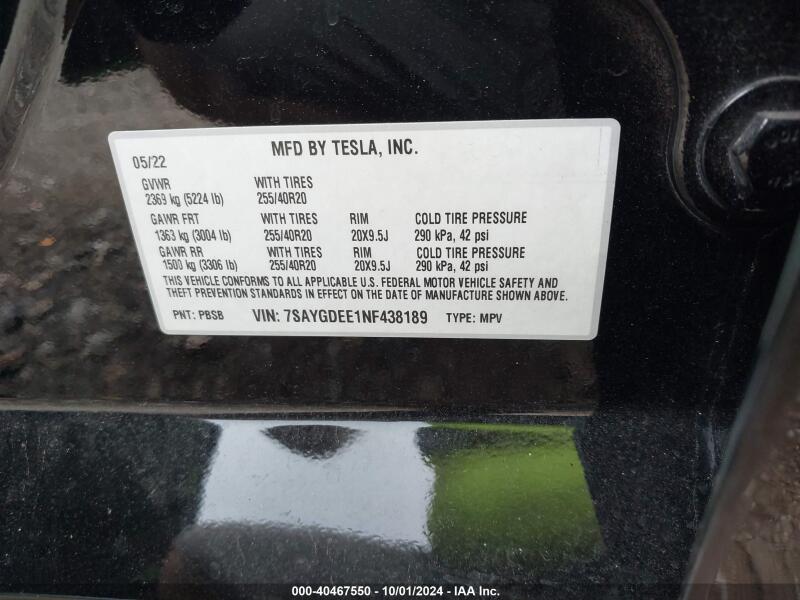 2022 TESLA MODEL Y LONG RANGE DUAL MOTOR ALL-WHEEL DRIVE - 7SAYGDEE1NF438189 | SeoVin.biz