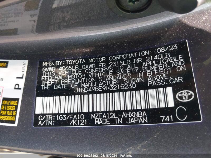 2024 TOYOTA COROLLA SE - JTND4MBE9R3215230 | SeoVin.biz