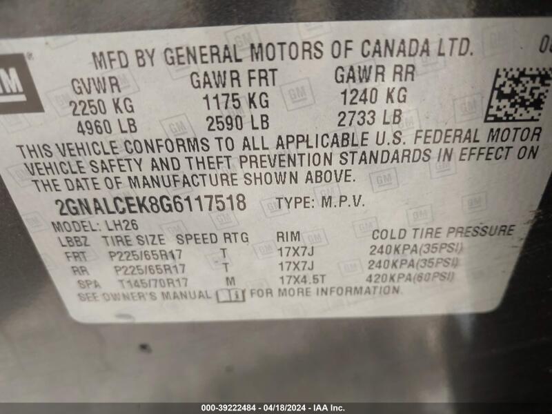 2016 CHEVROLET EQUINOX LT - 2GNALCEK8G6117518 | SeoVin.biz