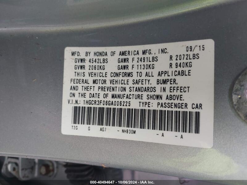 2016 HONDA ACCORD EX-L V-6 - 1HGCR3F06GA006225 | SeoVin.biz