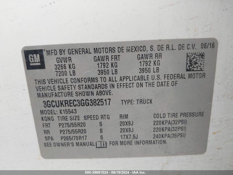 2016 CHEVROLET SILVERADO 1500 2LT - 3GCUKREC3GG382517 | SeoVin.biz