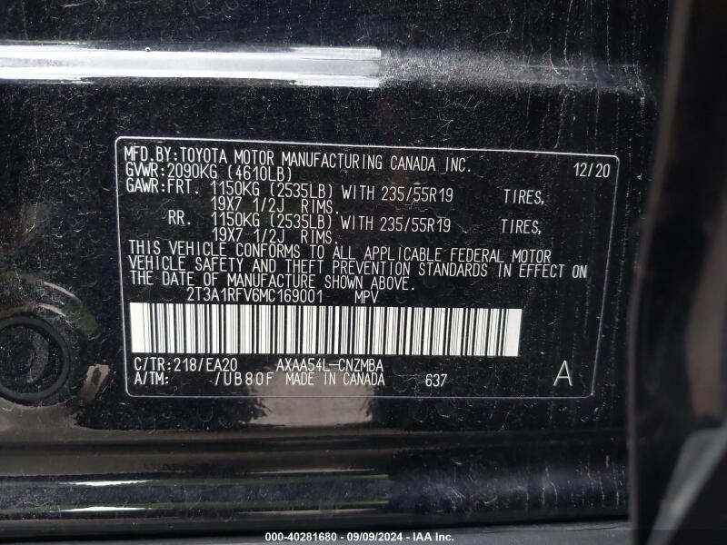 2021 TOYOTA RAV4 XLE PREMIUM - 2T3A1RFV6MC169001 | SeoVin.biz