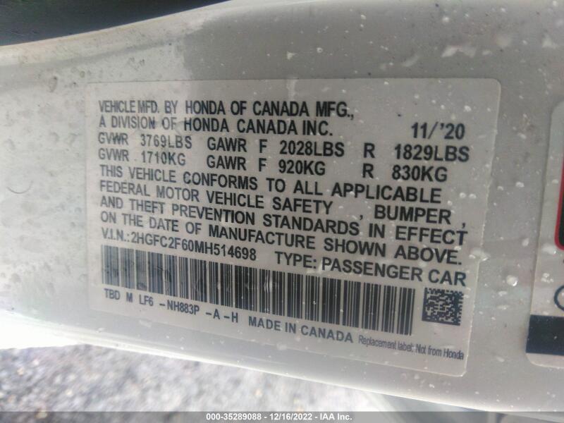 2021 HONDA CIVIC LX - 2HGFC2F60MH514698 | SeoVin.biz