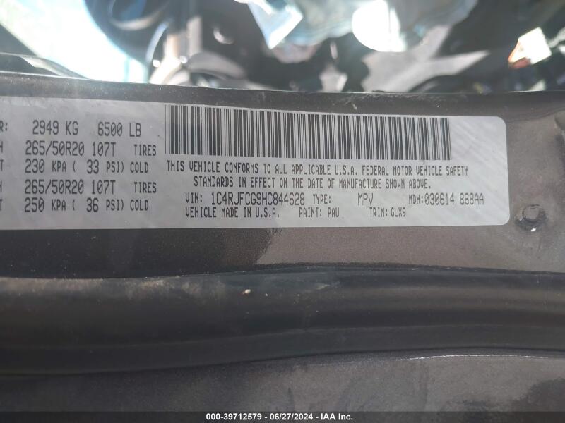 2017 JEEP GRAND CHEROKEE OVERLAND 4X4 - 1C4RJFCG9HC844628 | SeoVin.biz