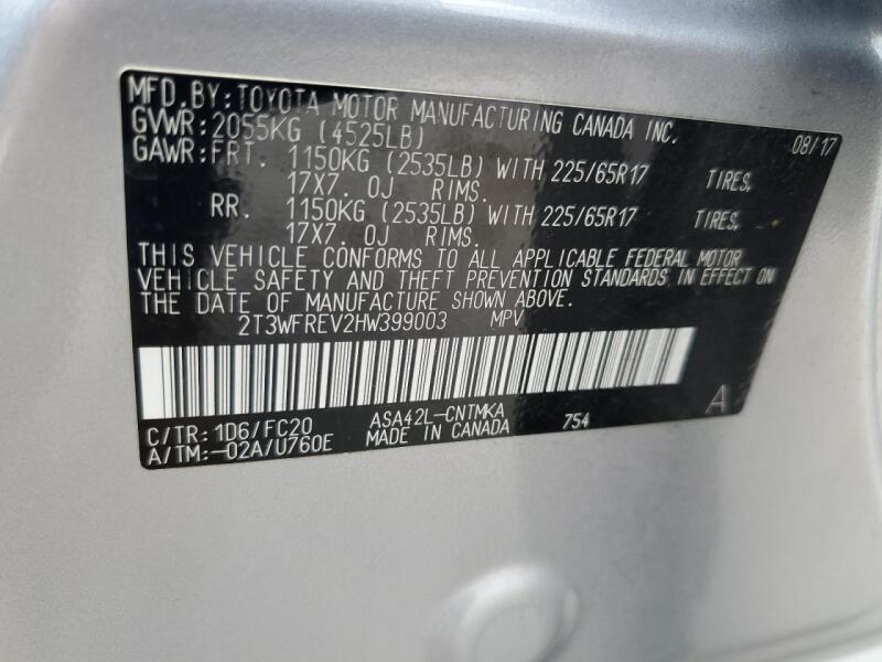 2017 TOYOTA RAV4 XLE - 2T3WFREV2HW399003 | SeoVin.biz