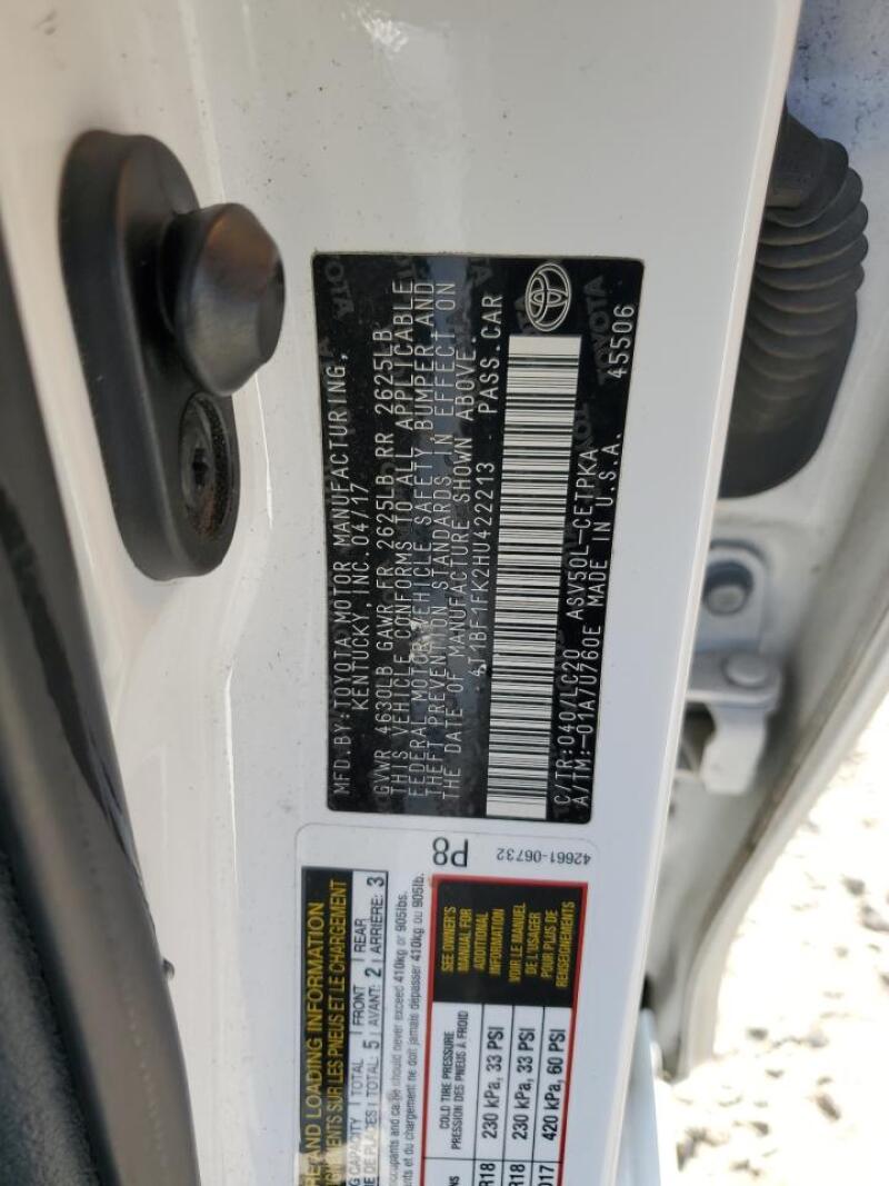 2017 TOYOTA CAMRY LE - 4T1BF1FK2HU422213 | SeoVin.biz