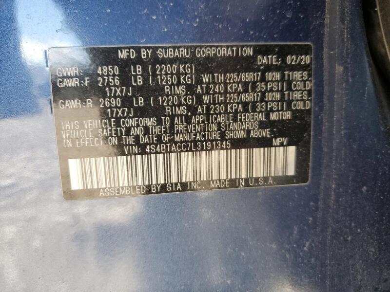 2020 SUBARU OUTBACK PREMIUM - 4S4BTACC7L3191345 | SeoVin.biz