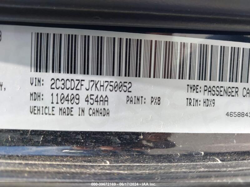 2019 DODGE CHALLENGER R/T SCAT PACK - 2C3CDZFJ7KH750052 | SeoVin.biz