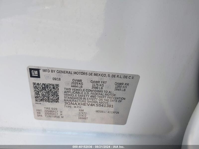 2019 CHEVROLET EQUINOX LS - 3GNAXHEV4KS541381 | SeoVin.biz