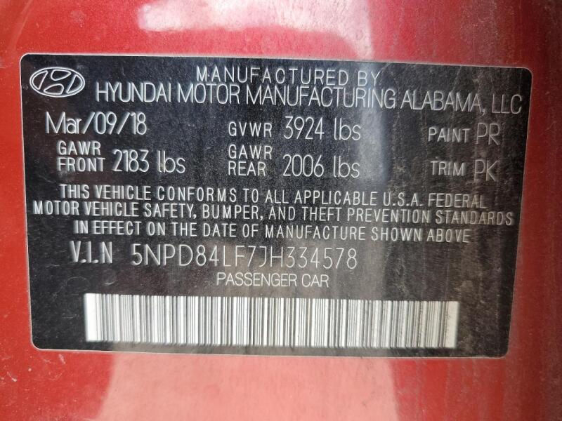 2018 HYUNDAI ELANTRA SEL - 5NPD84LF7JH334578 | SeoVin.biz