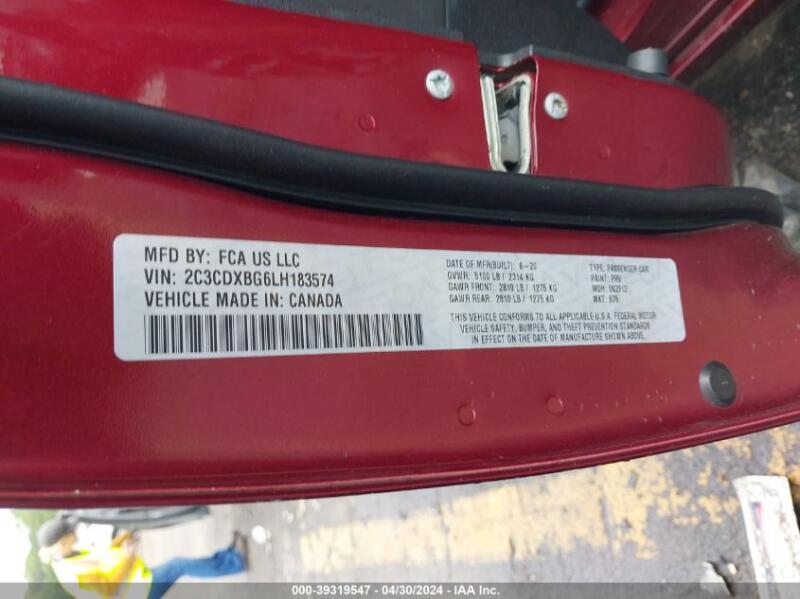 2020 DODGE CHARGER SXT RWD - 2C3CDXBG6LH183574 | SeoVin.biz