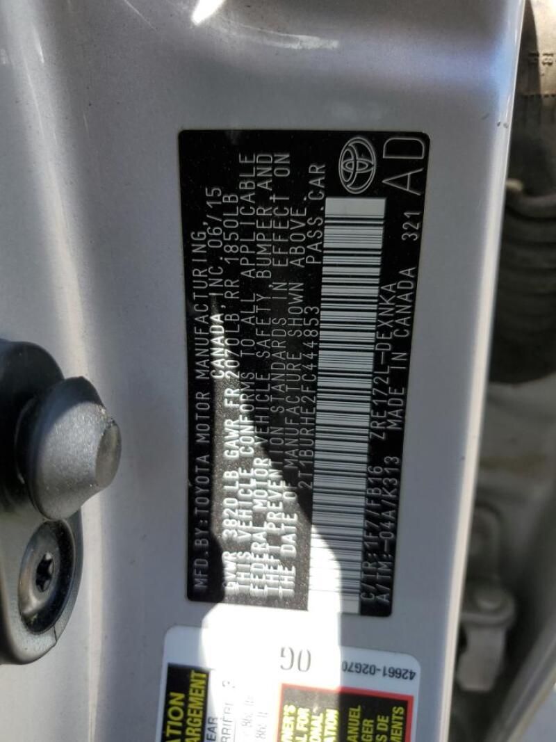 2015 TOYOTA COROLLA L - 2T1BURHE2FC444853 | SeoVin.biz