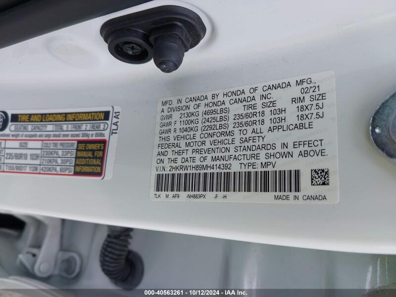 2021 HONDA CR-V 2WD EX-L - 2HKRW1H89MH414392 | SeoVin.biz