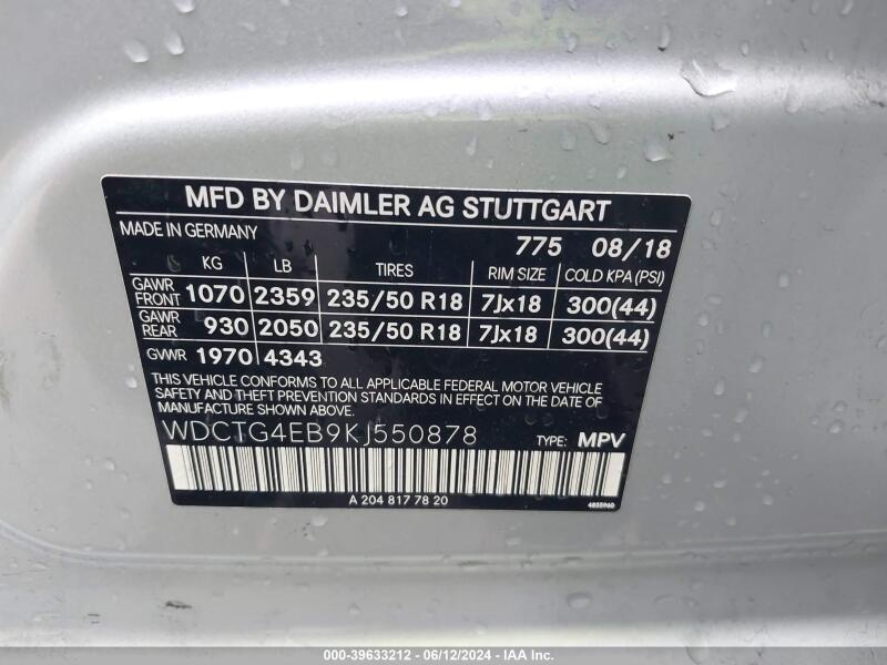 2019 MERCEDES-BENZ GLA 250 - WDCTG4EB9KJ550878 | SeoVin.biz