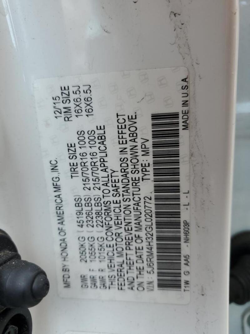 2016 HONDA CR-V LX - 5J6RM4H32GL020772 | SeoVin.biz