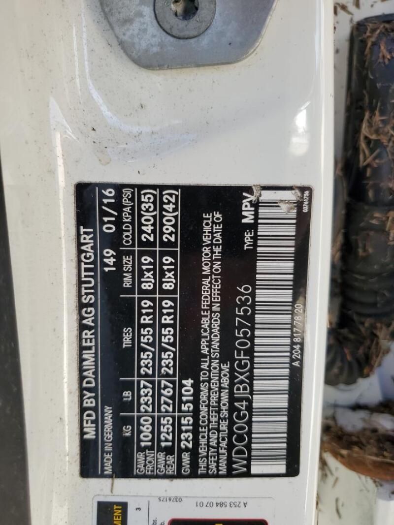 2016 MERCEDES-BENZ GLC 300 - WDC0G4JBXGF057536 | SeoVin.biz