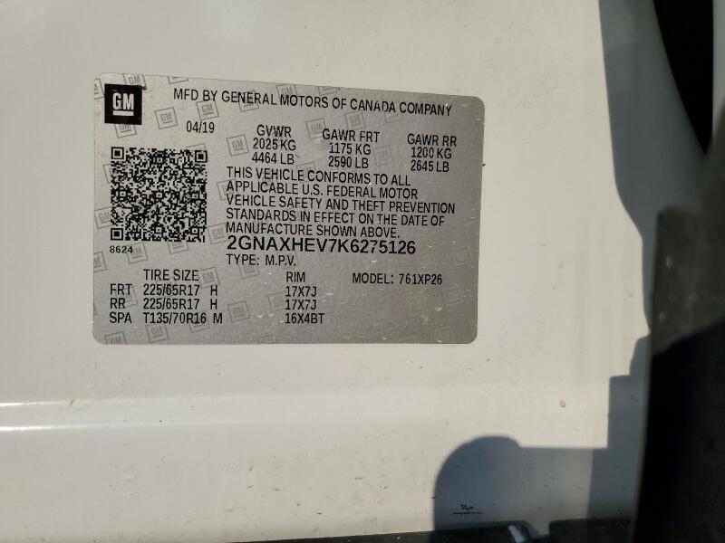 2019 CHEVROLET EQUINOX LS - 2GNAXHEV7K6275126 | SeoVin.biz