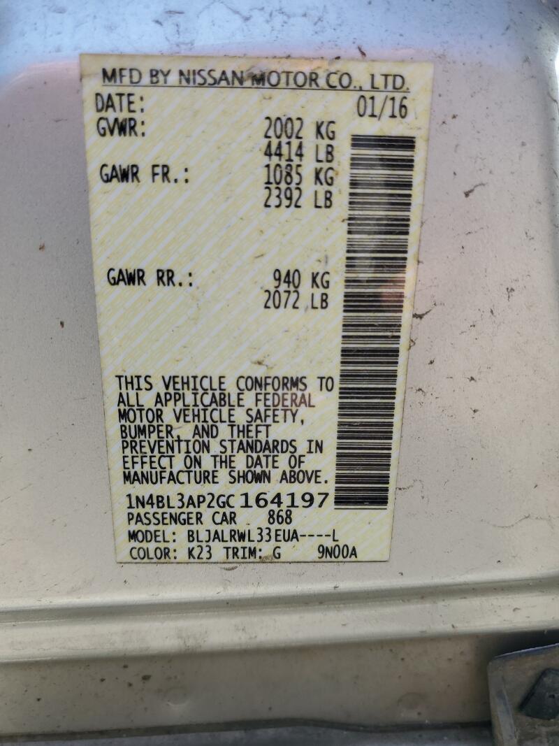 2016 NISSAN ALTIMA 3.5SL - 1N4BL3AP2GC164197 | SeoVin.biz