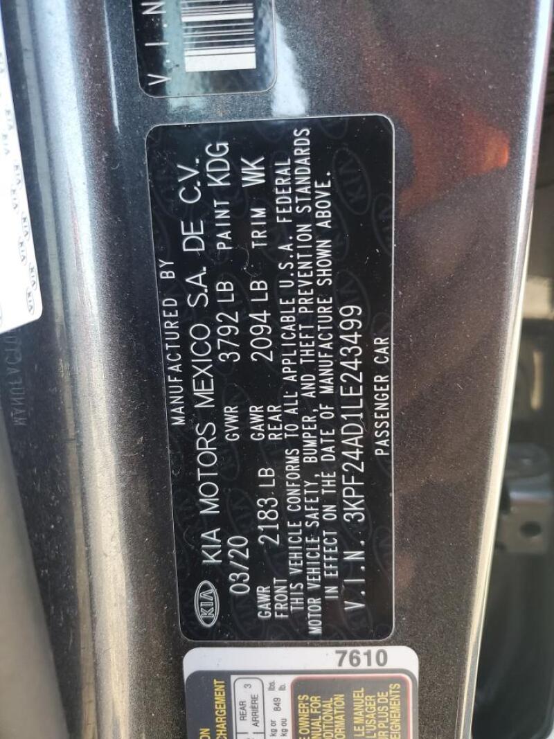 2020 KIA FORTE FE - 3KPF24AD1LE243499 | SeoVin.biz