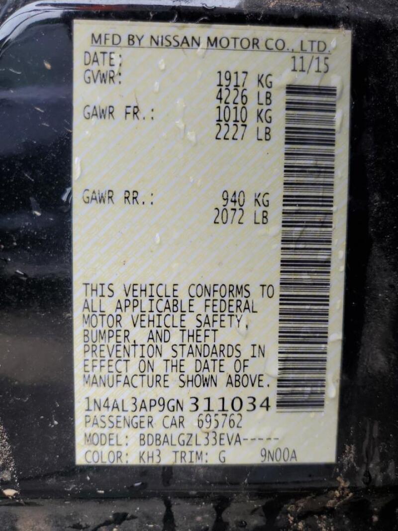 2016 NISSAN ALTIMA 2.5 - 1N4AL3AP9GN311034 | SeoVin.biz