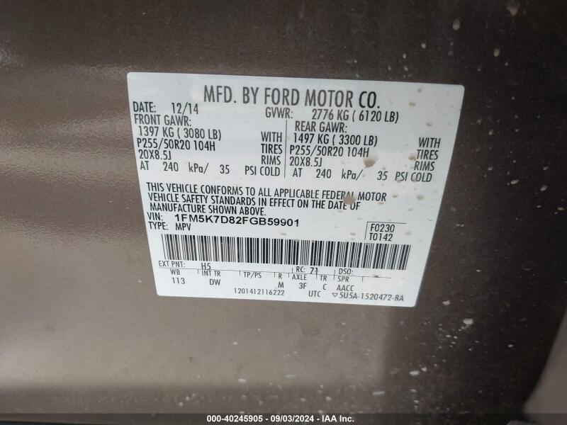 2015 FORD EXPLORER XLT - 1FM5K7D82FGB59901 | SeoVin.biz