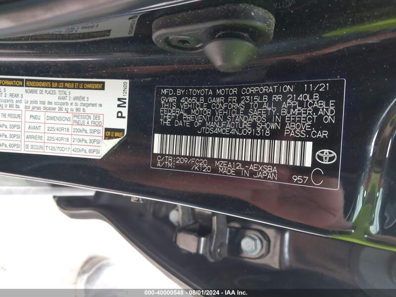 2022 TOYOTA COROLLA SE - JTDS4MCE4NJ091318 | SeoVin.biz