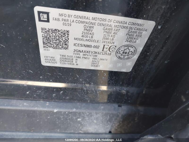 2019 CHEVROLET EQUINOX - 2GNAXXEV3K6212518 | SeoVin.biz