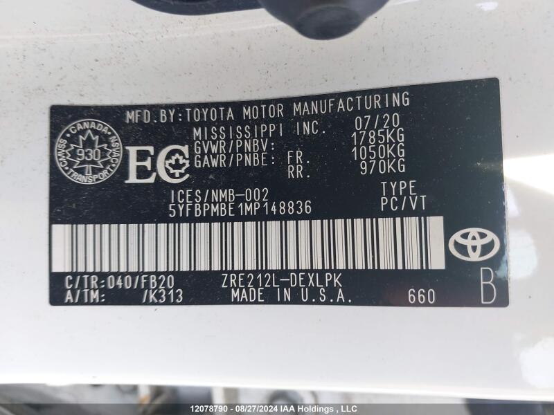 2021 TOYOTA COROLLA LE - 5YFBPMBE1MP148836 | SeoVin.biz