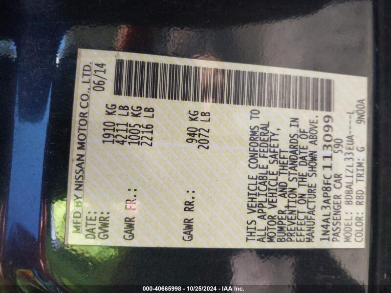 2015 NISSAN ALTIMA 2.5 SV - 1N4AL3AP8FC113099 | SeoVin.biz