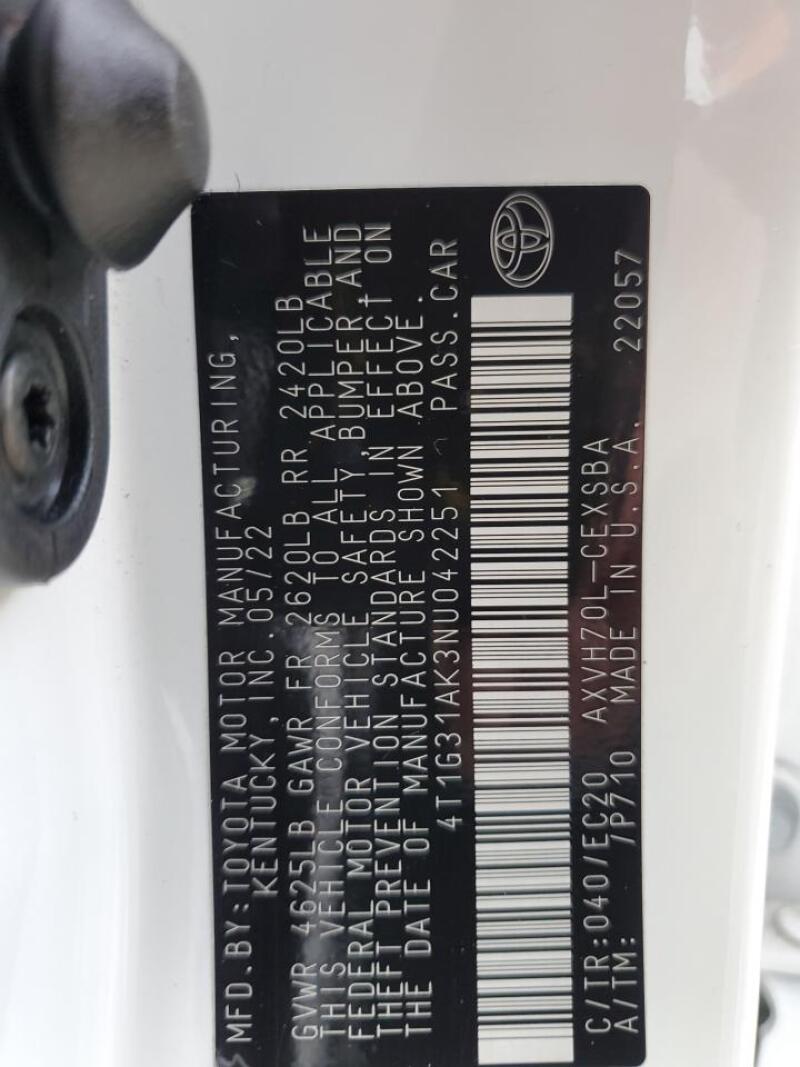 2022 TOYOTA CAMRY NIGHT SHADE - 4T1G31AK3NU042251 | SeoVin.biz