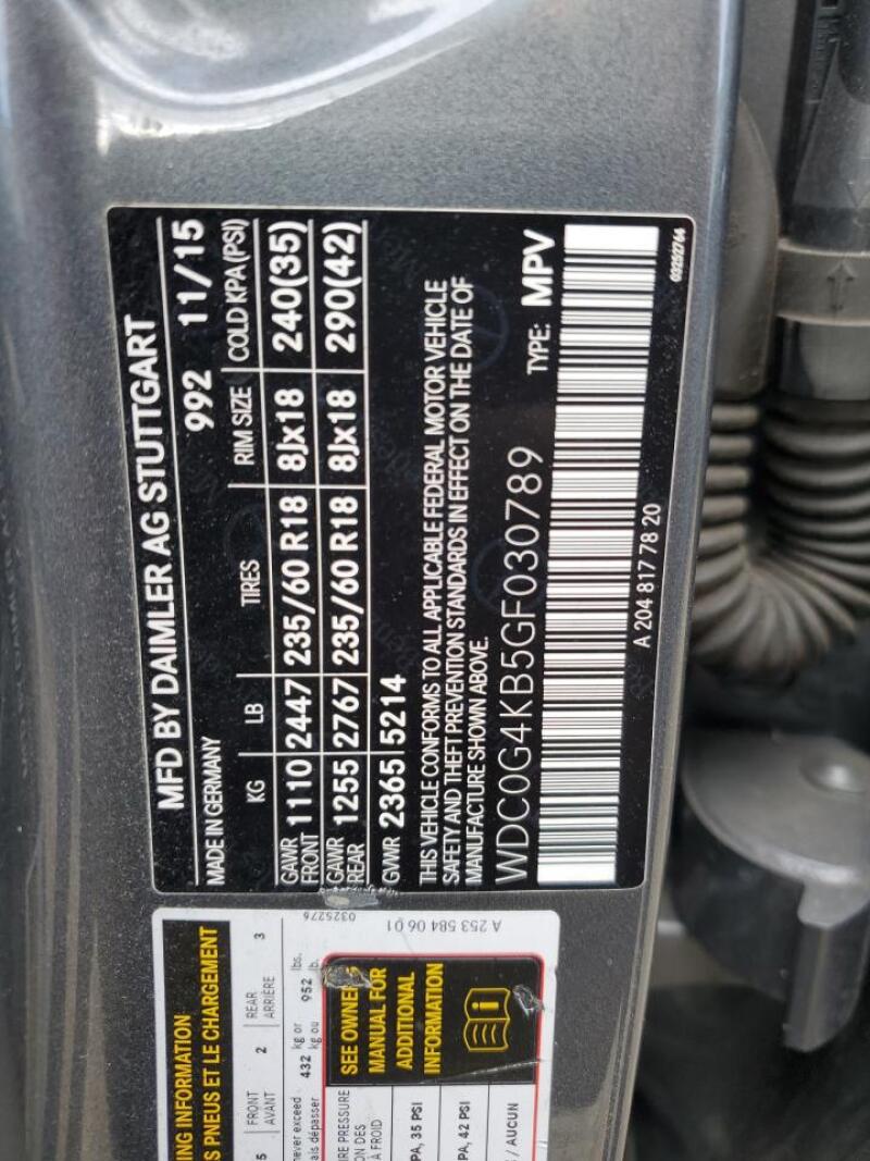 2016 MERCEDES-BENZ GLC 300 4MATIC - WDC0G4KB5GF030789 | SeoVin.biz