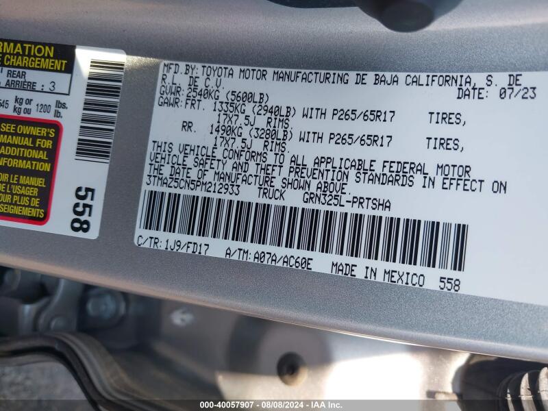 2023 TOYOTA TACOMA TRD SPORT - 3TMAZ5CN5PM212933 | SeoVin.biz