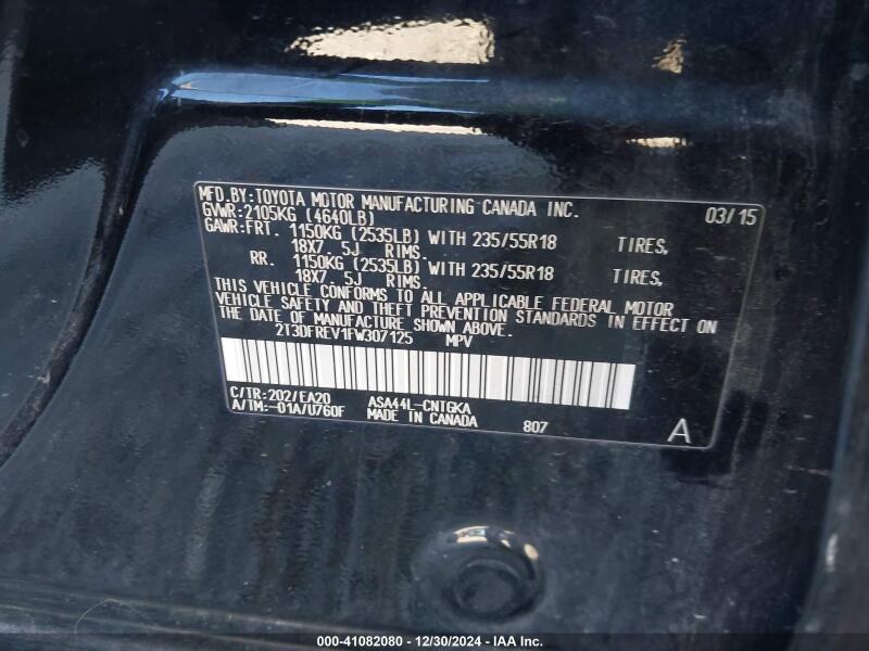 2015 TOYOTA RAV4 LIMITED - 2T3DFREV1FW307125 | SeoVin.biz