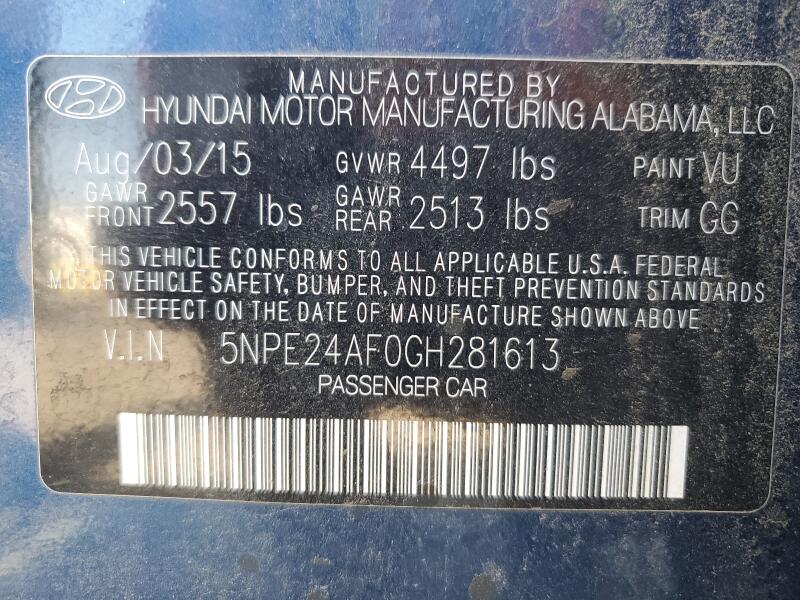 2016 HYUNDAI SONATA SE - 5NPE24AF0GH281613 | SeoVin.biz