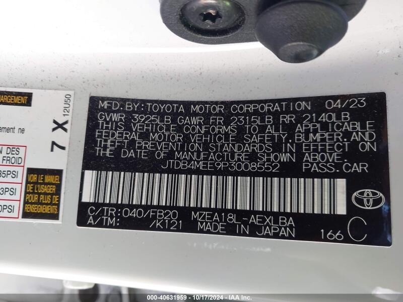 2023 TOYOTA COROLLA LE - JTDB4MEE9P3008552 | SeoVin.biz