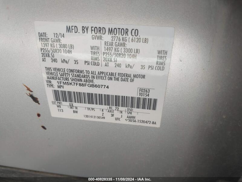 2015 FORD EXPLORER LIMITED - 1FM5K7F88FGB60774 | SeoVin.biz