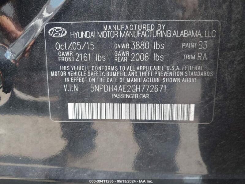 2016 HYUNDAI ELANTRA SE - 5NPDH4AE2GH772671 | SeoVin.biz