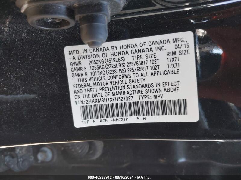 2015 HONDA CR-V EX-L - 2HKRM3H7XFH527327 | SeoVin.biz