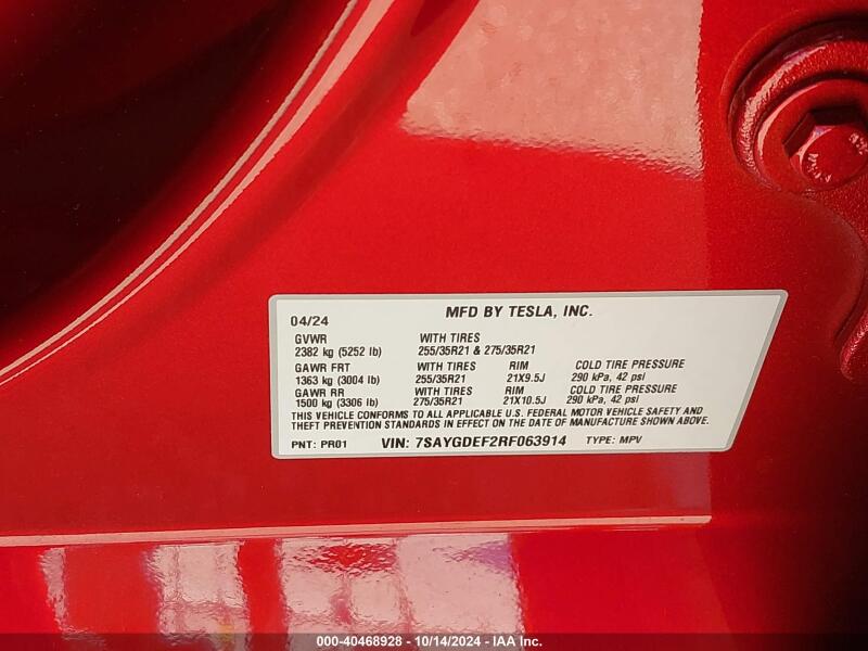 2024 TESLA MODEL Y PERFORMANCE DUAL MOTOR ALL-WHEEL DRIVE - 7SAYGDEF2RF063914 | SeoVin.biz