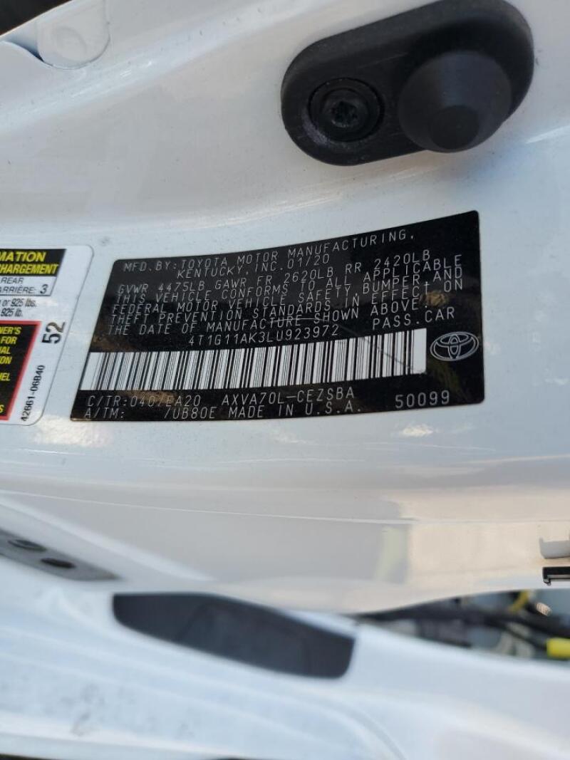 2020 TOYOTA CAMRY SE - 4T1G11AK3LU923972 | SeoVin.biz