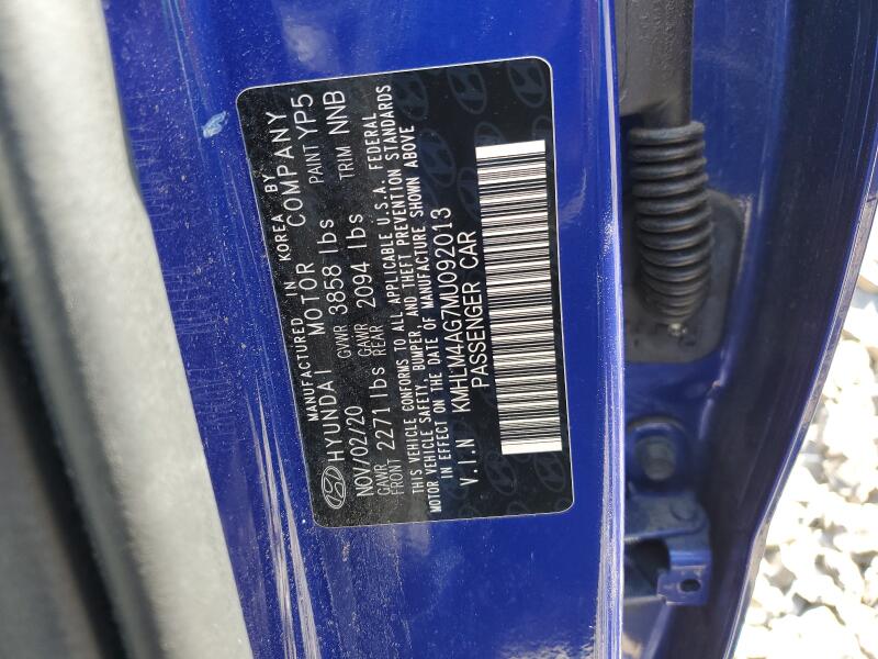 2021 HYUNDAI ELANTRA SEL - KMHLM4AG7MU092013 | SeoVin.biz