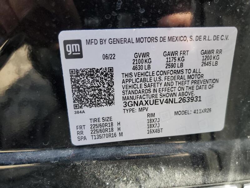 2022 CHEVROLET EQUINOX LT - 3GNAXUEV4NL263931 | SeoVin.biz