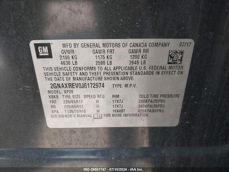 2018 CHEVROLET EQUINOX LS - 2GNAXREV0J6172974 | SeoVin.biz