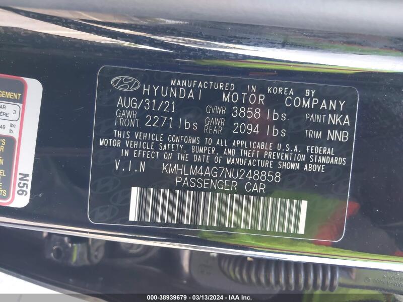2022 HYUNDAI ELANTRA SEL - KMHLM4AG7NU248858 | SeoVin.biz