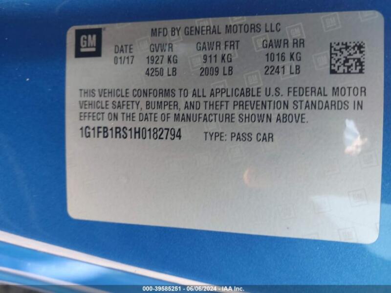 2017 CHEVROLET CAMARO 1LT - 1G1FB1RS1H0182794 | SeoVin.biz