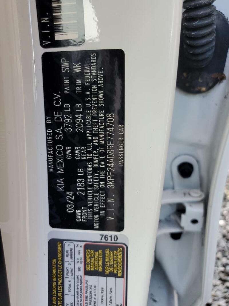 2024 KIA FORTE LX - 3KPF24AD8RE774708 | SeoVin.biz