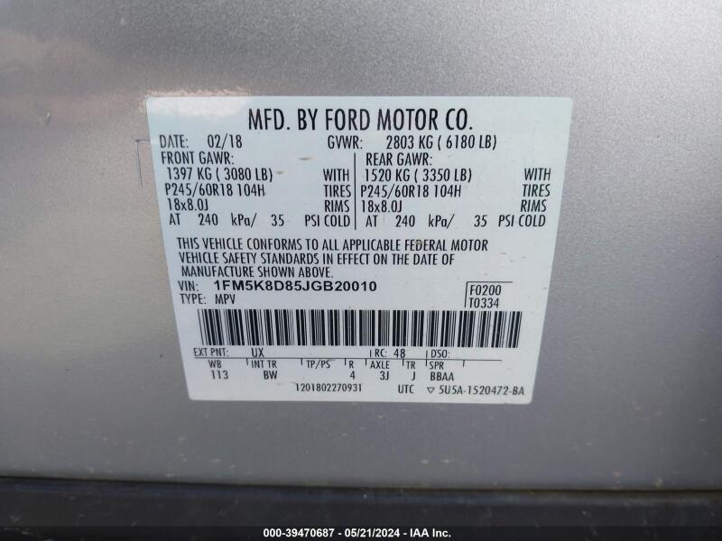 2018 FORD EXPLORER XLT - 1FM5K8D85JGB20010 | SeoVin.biz