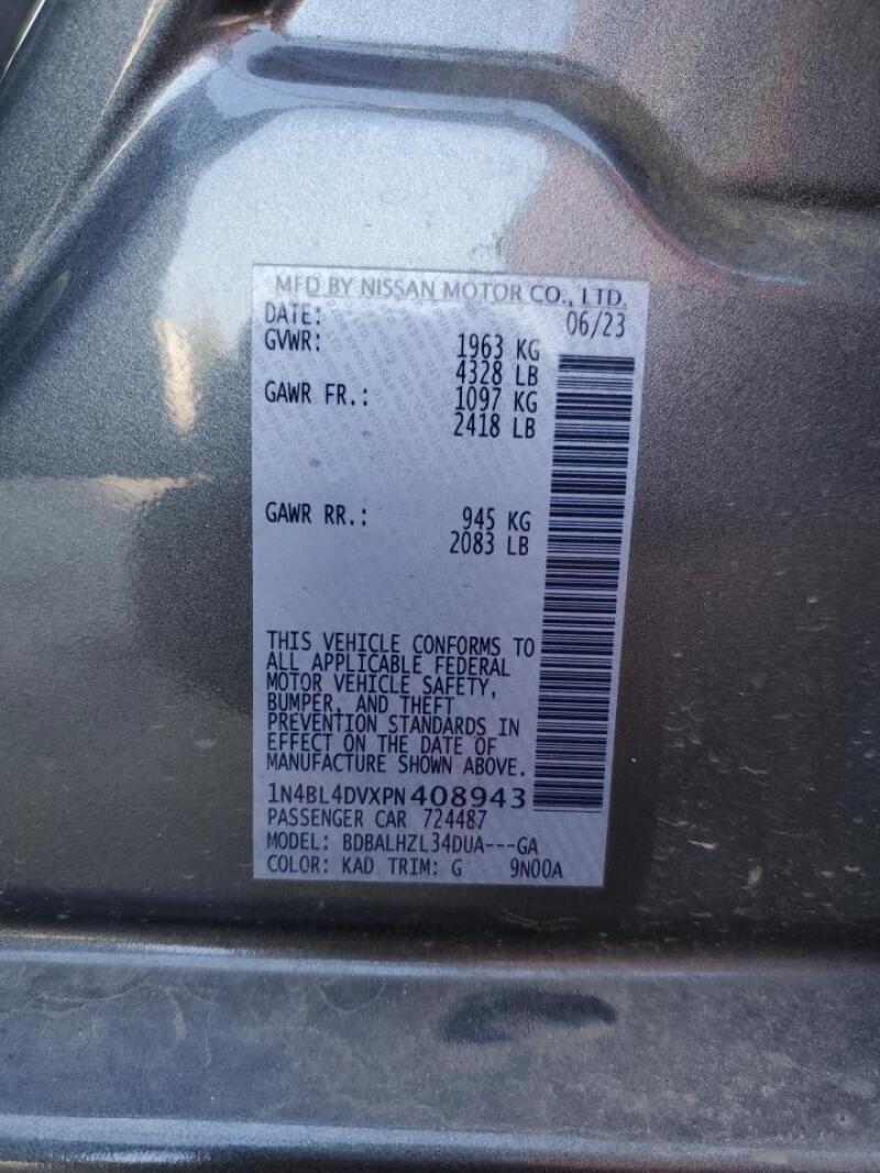 2023 NISSAN ALTIMA SV - 1N4BL4DVXPN408943 | SeoVin.biz