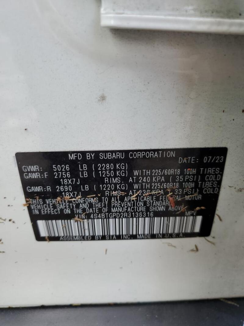 2024 SUBARU OUTBACK TOURING - 4S4BTGPD2R3136316 | SeoVin.biz