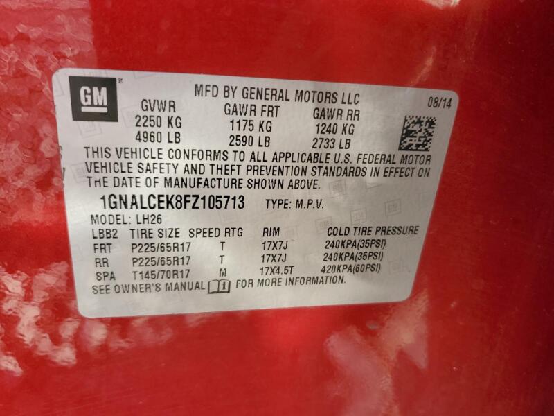 2015 CHEVROLET EQUINOX LT - 1GNALCEK8FZ105713 | SeoVin.biz